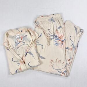 Soma Cool Nights Floral Pajama Top Bottom Sleep Set Women's Large XS Pink